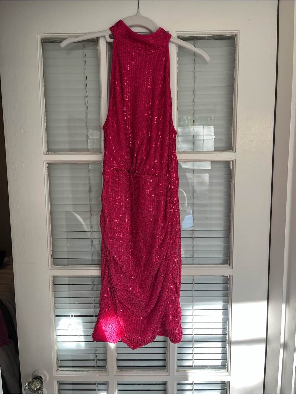 Sparkling Fuchsia Sequin Halter Dress